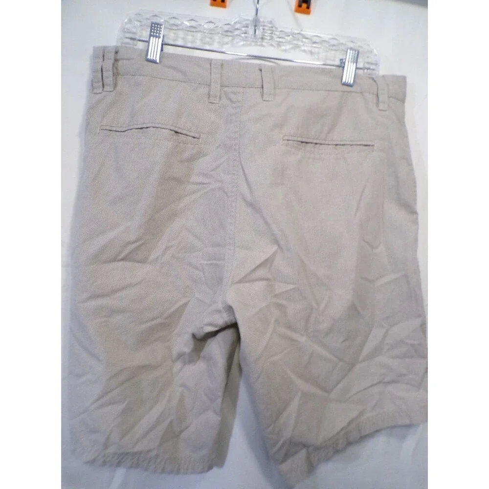 MICROS Men's Chino Shorts Beige Tan Size 34 Flat Front Casual